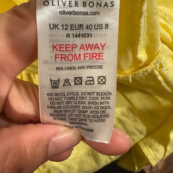 Oliver bonas yellow tiered dress Size 12 - Picture 8 of 8